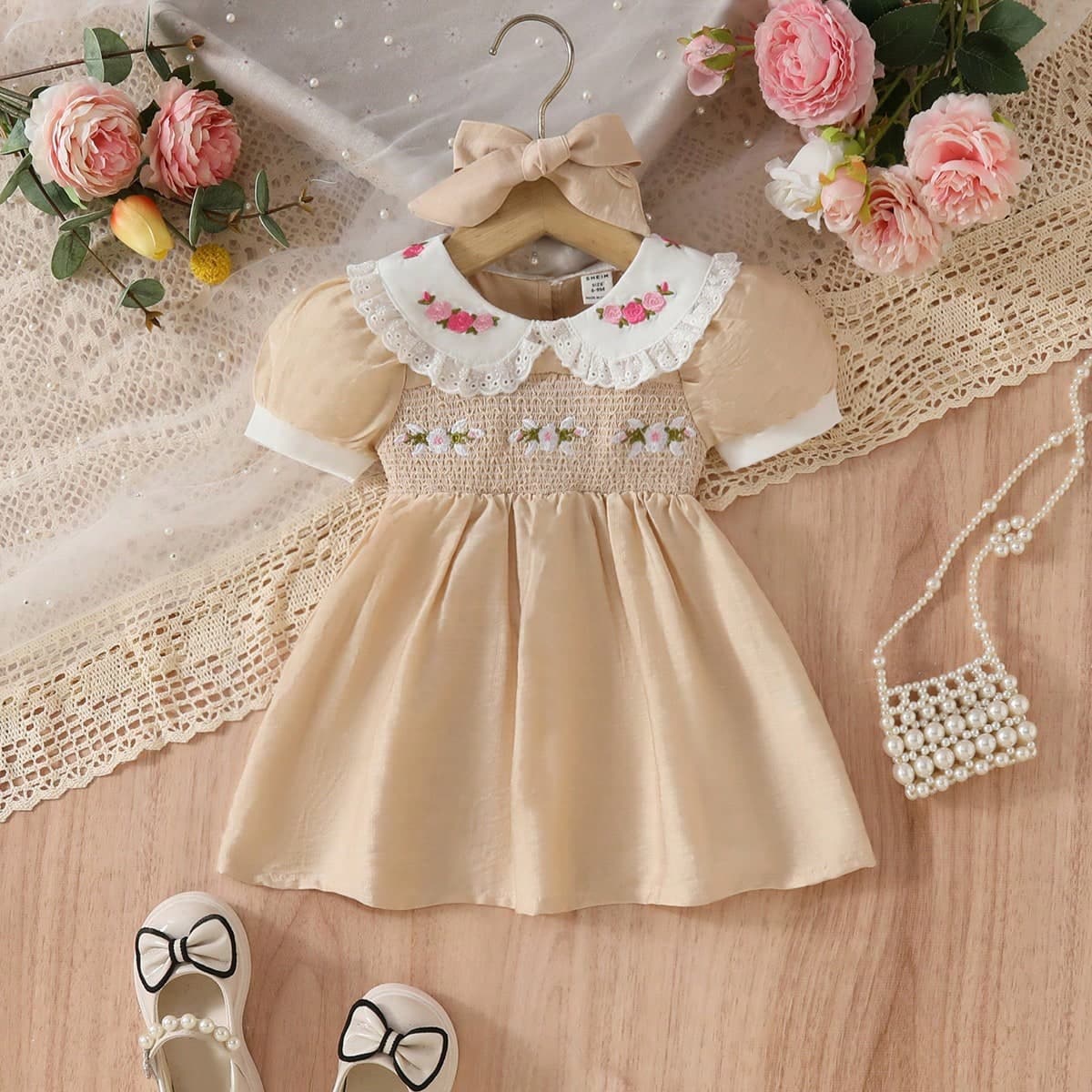 Nouvelle robe d'Ã©tÃ© douce et colorÃ©e avec manches bouffantes brodÃ©es pour bÃ©bÃ©s filles