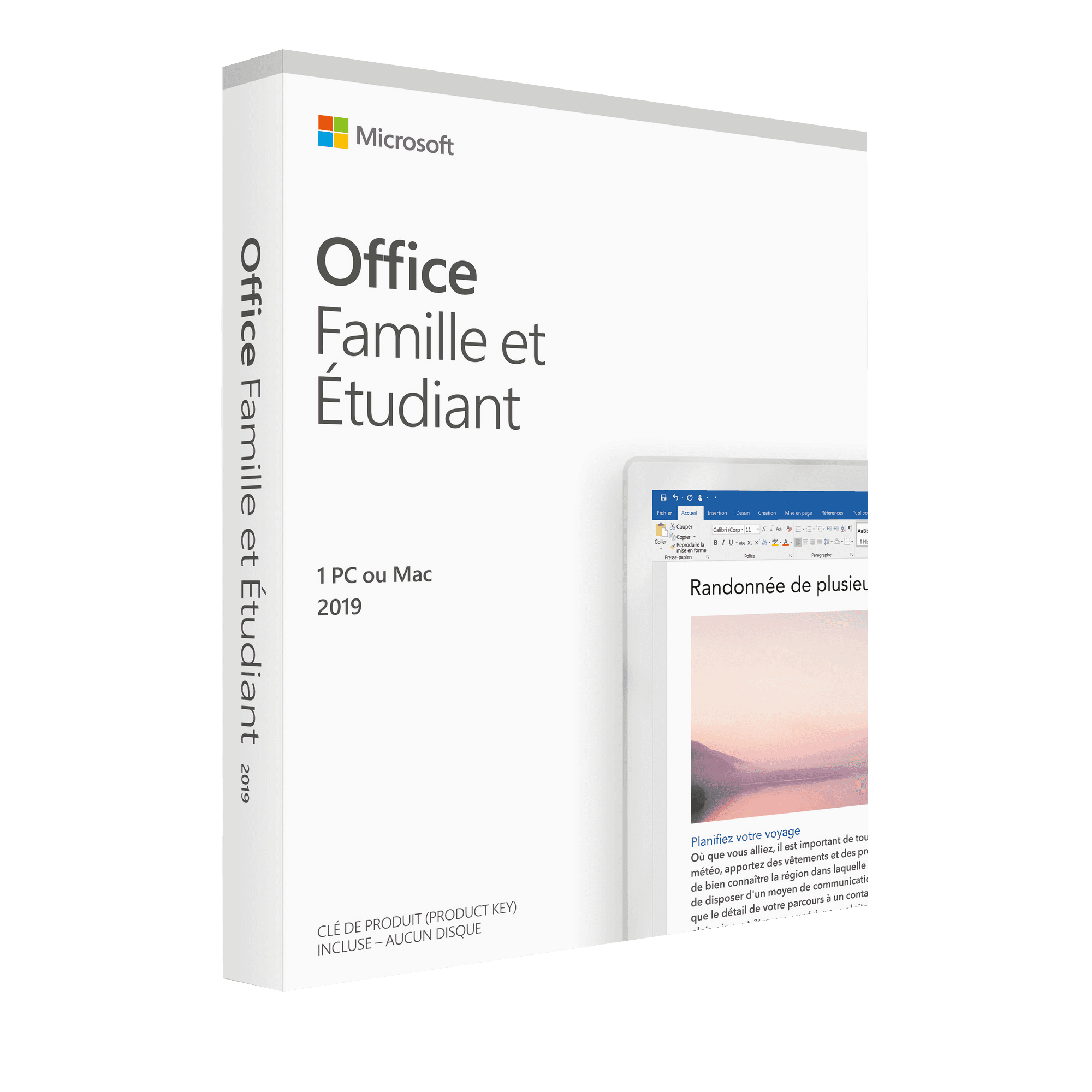Microsoft Office Famille et Étudiant 2019 | 1 PC ou MAC | Version définitive | Téléchargement
